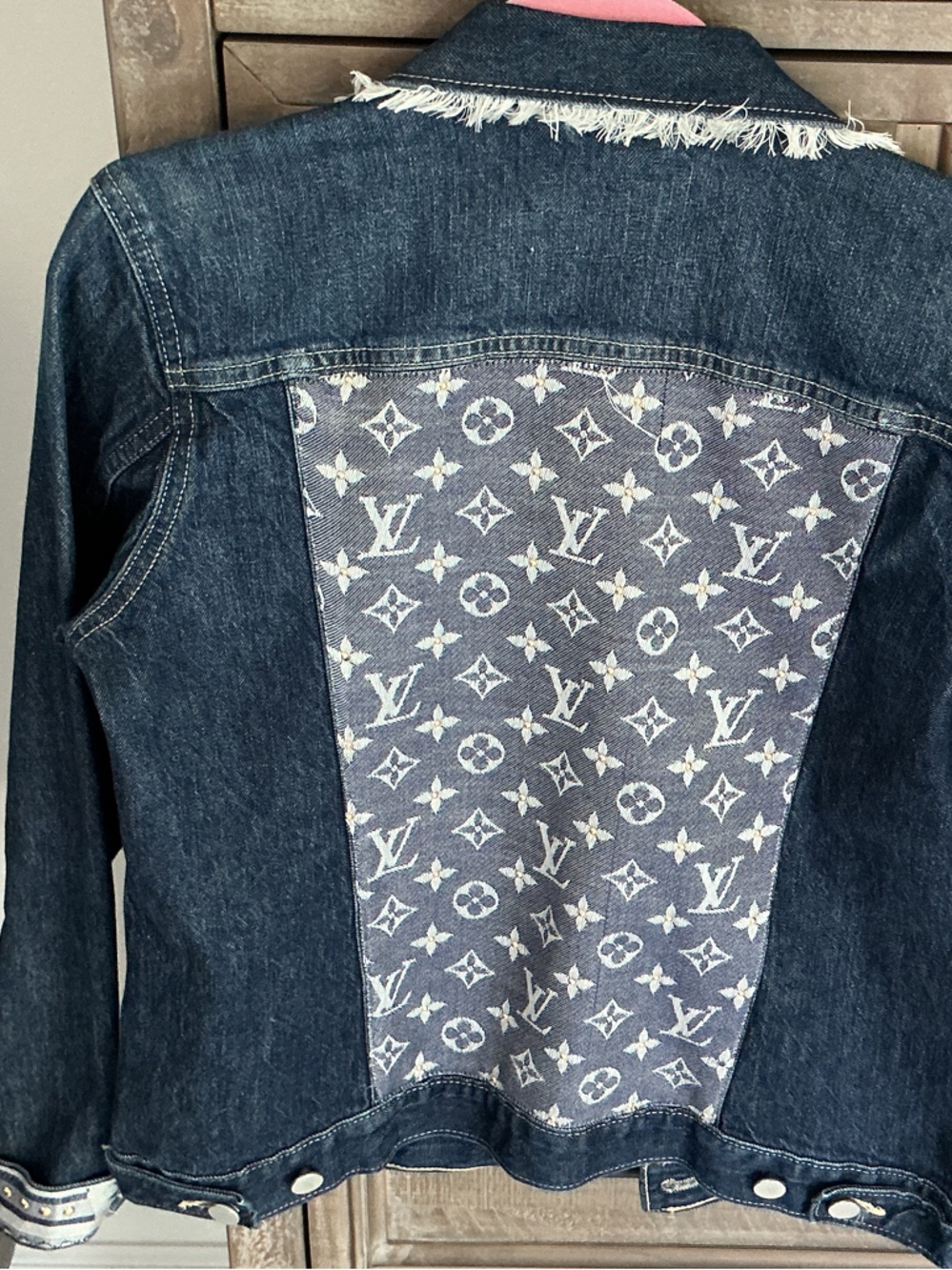 Dark Blue Denim Jeans with Monogram Accent Panel